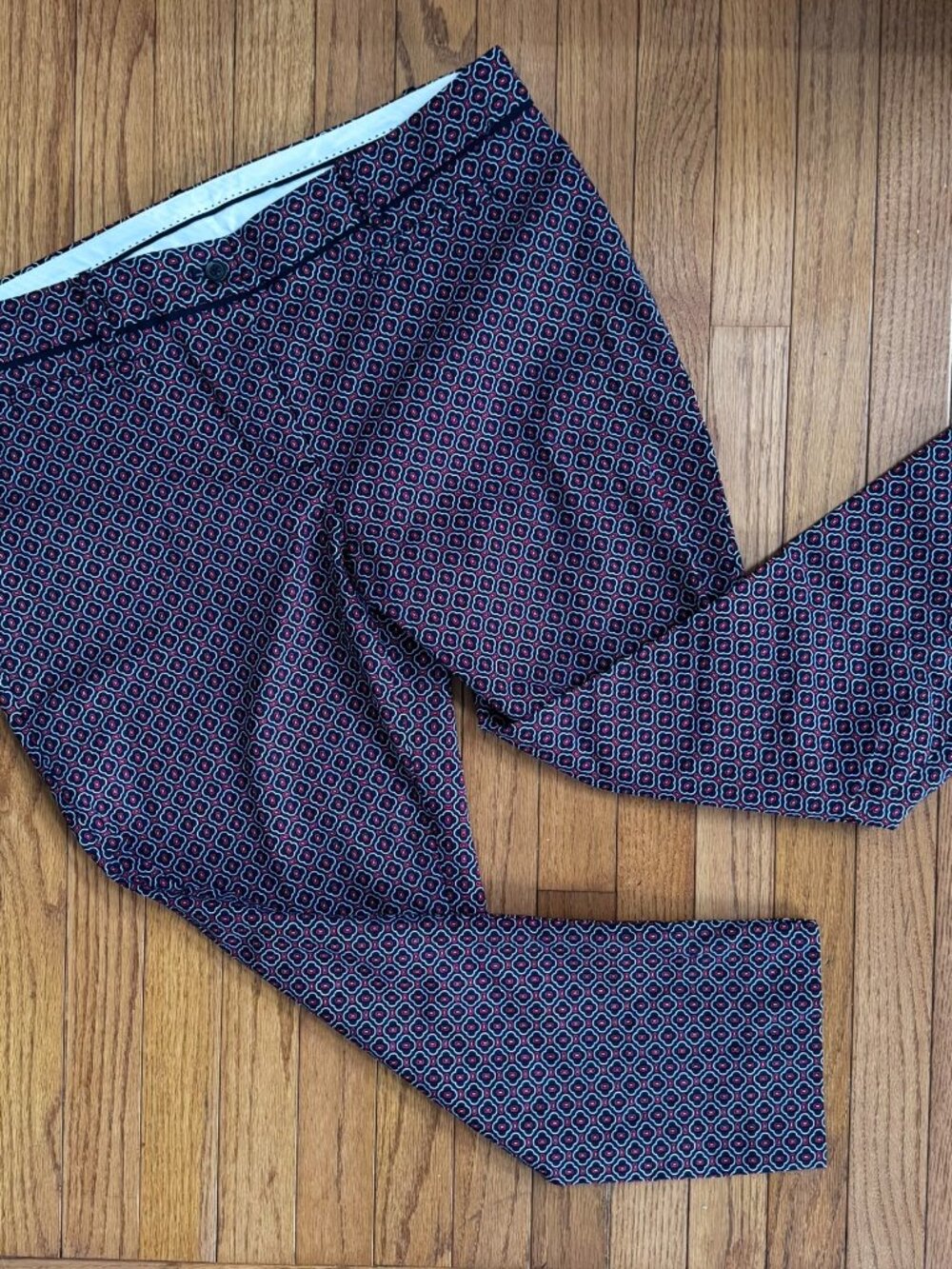 Brooks Brothers Cropped Pants Natalie Fit Size 16 Blue Medallion Print NWT